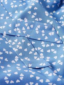 SHEIN 孕婦愛印花裹身領帶連身裙 - 藍色 - 查看 10