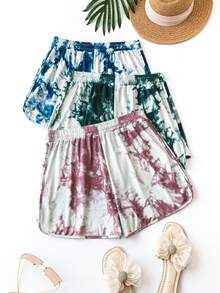 Flirla Của phụ nữ Kích thước lớn Nhuộm buộc Eo đàn hồi Quần short dây kéo - Nhiều màu - Xem 2