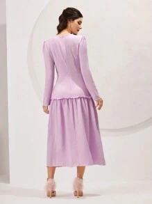Modelyn Women'S V-Neck Long Sleeve Dress Fall Cloth For Women - Mauve Purple - View 2