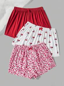Bộ 3 quần short ngủ lưng thun trang trí nơ cho nữ - Nhiều màu - Xem 5
