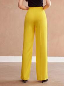 MOTF PREMIUM 高腰斜口袋斜紋西裝褲 - 黃色 - 查看 7