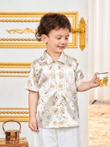 Young Boys' Floral Print Button Front Shirt - Multicolor - View 1