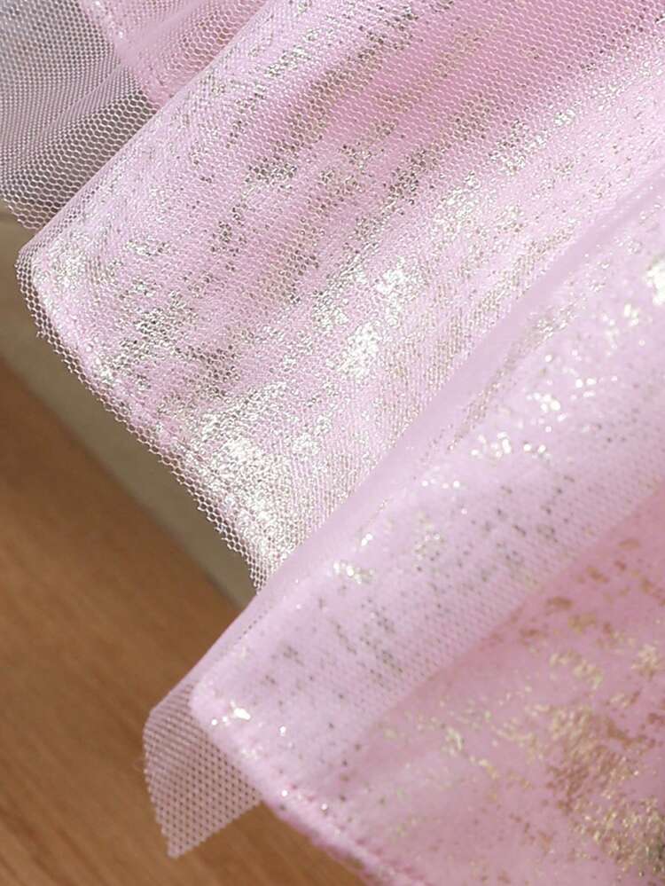 Tween Girl Princess Style Purple Sequin Open Shoulder Neckline Waistline Tulle Dress