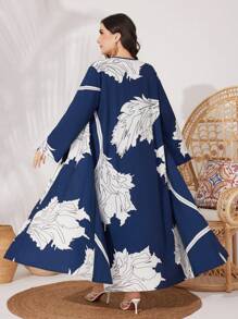 Al Najma Của phụ nữ Kích thước lớn Ngẫu nhiên In 2 mảnh Bộ - Màu xanh hải quân - Xem 2