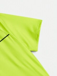 SHEIN Cậu bé Tween Lá thư In Phù hợp Thể thao Áo thun Quần short Quần áo thể thao Bộ - màu xanh lá - Xem 9