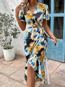 SHEIN Clasi Women'S Floral Printed Ruffle Hem Dress - Multicolor - View 6