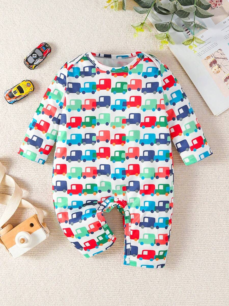 Đứa bé trai Dễ thương In Ô tô/xe hơi Mẫu Áo liền quần - Nhiều màu - Xem 1