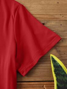 INAWLY Horse And Sunflower Print T-Shirt - Red - View 4