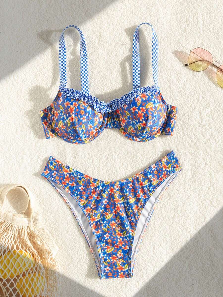 Swim Mod Summer Women'S Floral Printed Bikini Set - Multicolor - View 1