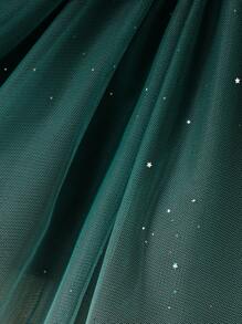 Đầm dự tiệc màu xanh quân đội lấp lánh quyến rũ cho bé gái kèm thắt lưng, thích hợp cho tiệc tùng, lễ kỷ niệm, hoạt động ngoài trời và chụp ảnh, váy công chúa - Màu xanh lá cây đậm - Xem 5