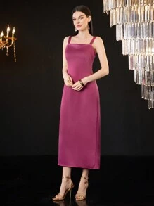 Modelyn Bộ áo khoác lưới dài tay đính sequin và váy hai dây cho nữ Bộ 2 món - Đỏ - Xem 5