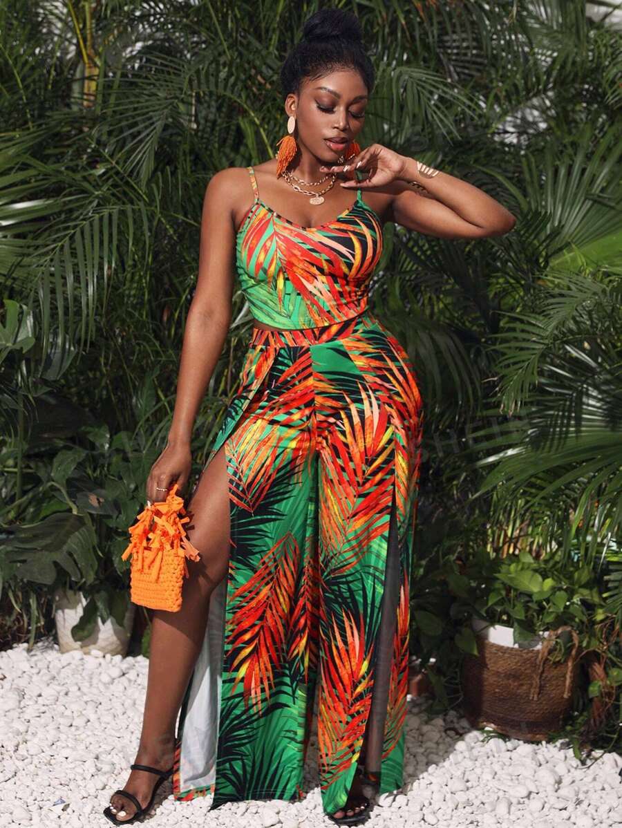 SHEIN Slayr Resort Sexy Décontracté Femmes Imprimé Plante Tropicale