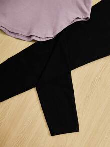 SHEIN 2 piezas/conjunto de atuendos casuales para niñas preadolescentes con parte superior y pantalones holgados de hombro caído con estampado de letras