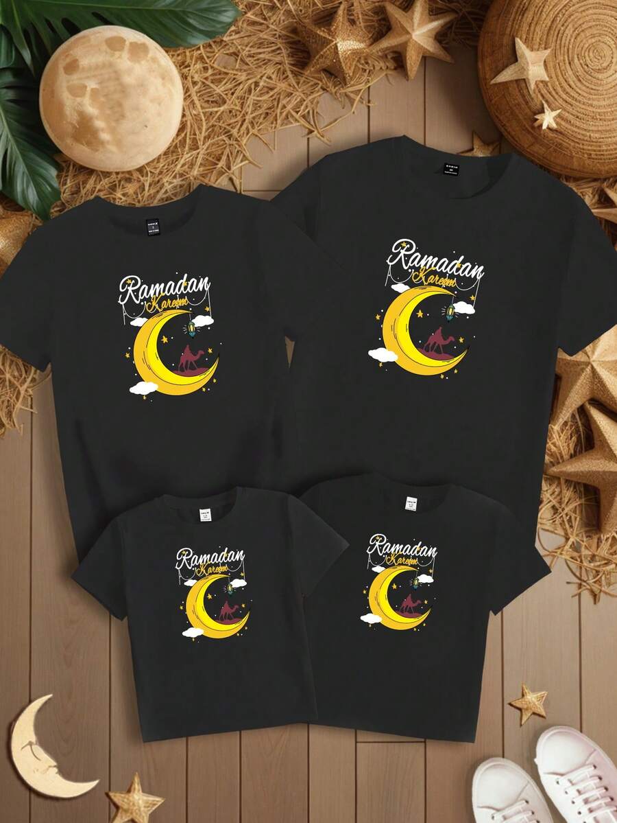 Tween Boys' Casual Pattern Short Sleeve Round Neck T-Shirt Suitable For Summer - Black - View 1