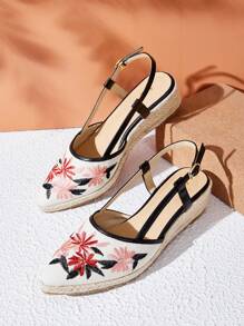 Styleloop Giày nữ đế nêm & dây & đế dày & chi tiết thêu & dép quai sau sành điệu cho giày đi nghỉ hè Giảm giá mùa hè Boho Feels - Nhiều màu - Xem 2