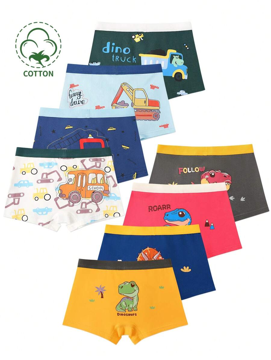 8pcs Young Boys' Cartoon Pattern Underwear Set - Multicolor - View 1