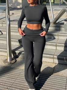 Slaydiva Của phụ nữ Đen Gầy Phù hợp Cao eo Xếp li Quần Đối với Yoga & Giải trí Mặc - màu đen - Xem 2