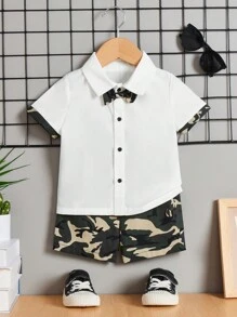 SHEIN Conjunto De Ropa Casual De Camuflaje De Niño Pequeño Con Estilo De Caballero - Multicolor - Ver 1