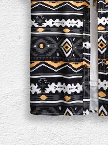 Manfinity Homme Camisa de manga corta con estampado geométrico colorido y botones delanteros, estilo bohemio, para regalo de novio - Multicolor - Ver 5