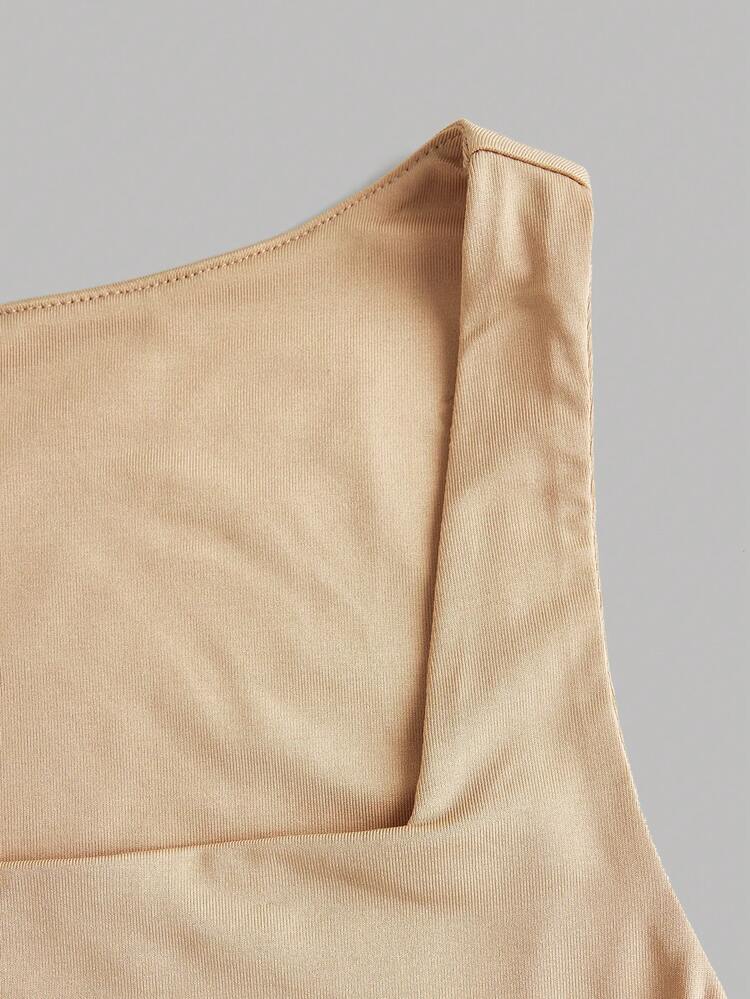 Teen Girl Solid Color Square Neck Double Layer Crop Top 3pcs