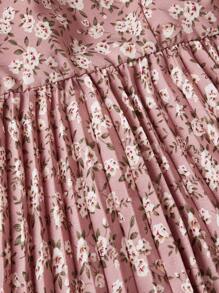 SHEIN Maternity Floral Pleated Dress - Pink - View 8