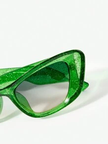 SHEIN BAE 1 件女士街头风格多巴胺太阳镜，适合夜总会和派对 - 綠色 - 查看 7
