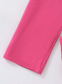 Tween Girls' Short Flutter Sleeve Round Neck Romper - Hot Pink - View 3