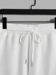 Manfinity Homme Nam Khăn quàng Ngắn tay Áo Và Quần short Dệt kim Giải trí 2 cái/bộ - trắng - Xem 7