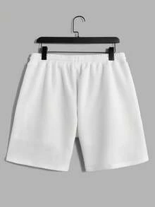 Manfinity Homme Nam Khăn quàng Ngắn tay Áo Và Quần short Dệt kim Giải trí 2 cái/bộ - trắng - Xem 9