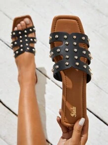 SheIn VCAY 女士拖鞋 - 黑色 - 查看 1