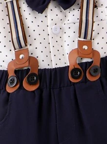 Souflis Souflis 嬰兒男孩圓點印花背帶連體衣和長褲紳士套裝