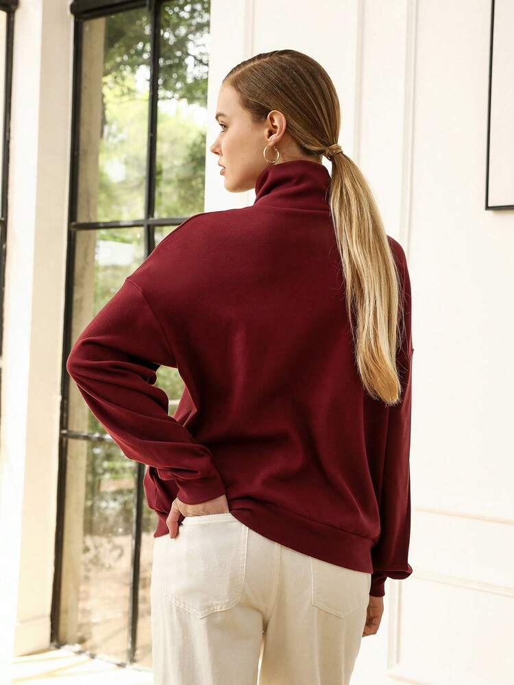 Women's Half Zipper Pullover Sweatshirt With Long Sleeves Fall