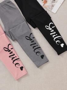 SHEIN 春夏季適用的中大童女運動街頭風針織打底褲3件套 - 彩色 - 查看 6