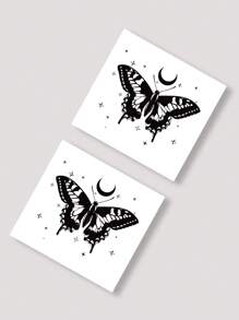 ROMWE Fairycore Gothic-Style Black Butterfly Temporary Tattoo - Black - View 2