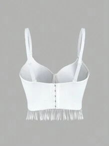 EgrlEra Áo tank top nữ phối ren lấp lánh kiểu Y2K - trắng - Xem 2