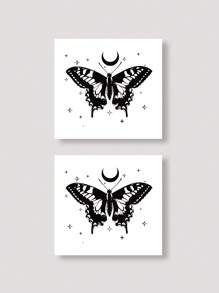 ROMWE Fairycore Gothic-Style Black Butterfly Temporary Tattoo - Black - View 1
