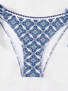 SHEIN Swim Conjunto de bikini con estampado total para playa de verano
