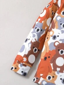 Young Boy Cartoon Bear Print 2pcs Snug Fit Sleepwear Set Matching Set - Multicolor - View 7