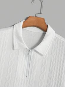 Claim Dot Men'S Textured Polo Shirt And Shorts Set - White - View 5