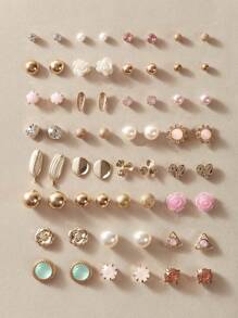 30đôi Ngọc trai Giả & Hoa Bông tai stud - Nhiều màu - Xem 1