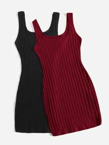 SHEIN EZwear Damska dzianinowa sukienka typu tank top