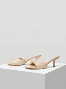 MOTF PREMIUM SQUARE TOE STILETTO HEELS SIMPLE DAILY WOMEN'S SANDALS - Apricot - View 3