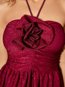 Aveloria Ladies' Red Halter Neck Sleeveless Dress Semi Formal Dress - Red - View 7