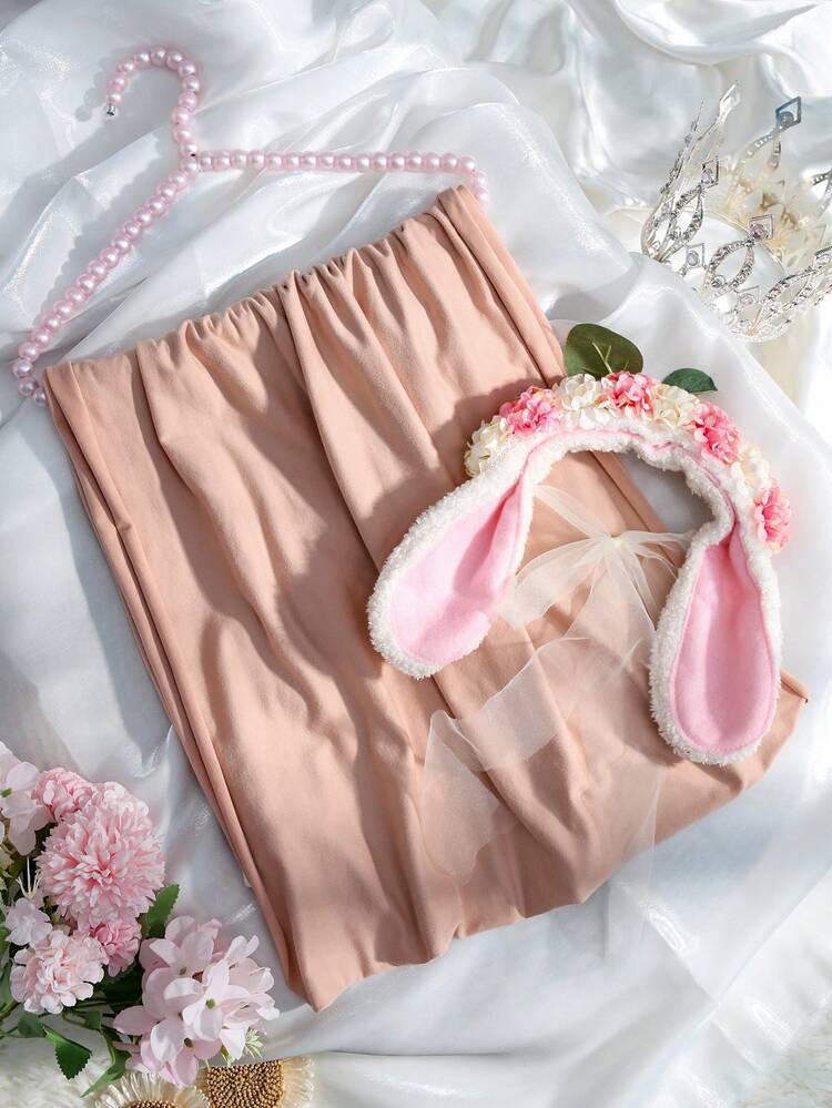 Baby Girl Easter Flower & Bunny Hair Accessories 2pcs/Set Newborn Photography Wraps Blanket 2pcs/Set Photo Props
