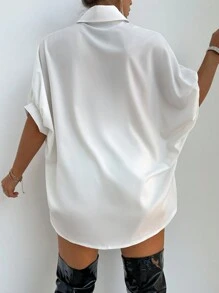 Calvaya Camisa De Manga Murciélago De Color Sólido Para Mujer