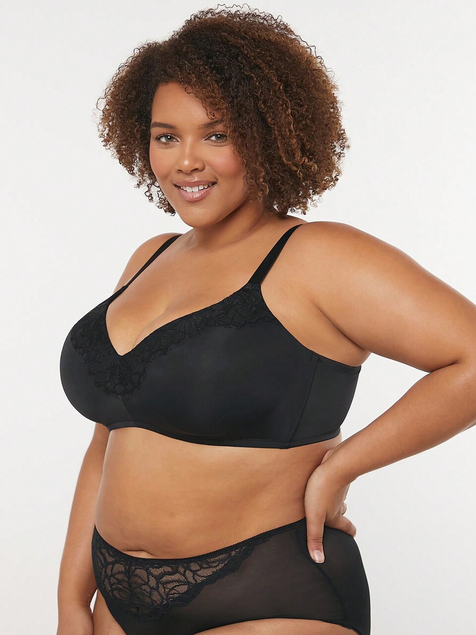 Plus Black Sexy Lingerie Wireless V-Neck Push-Up Lace Elagance Bra Comfortable Must-Haves