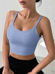 DAZY Màu thuần Không lưng Bras thể thao - Màu xanh nhạt - Xem 2