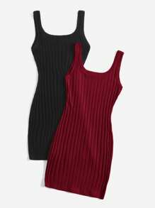 SHEIN EZwear Damska dzianinowa sukienka typu tank top