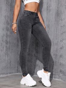 Jeanoix Slim Fit Jeans With Slanted Pockets Y2k