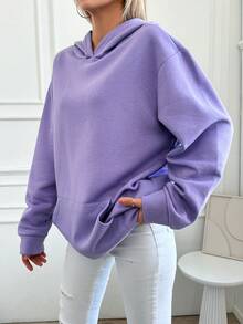 RueChic Của phụ nữ áo có mũ Lông cừu Áo nỉ Với In thư - Màu tím - Xem 3